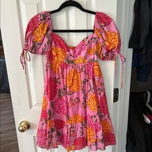 Floral Pink and Orange Dress